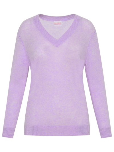 Brodie Cashmere Lilac Cashmere Boyfriends Sweater In Violet
