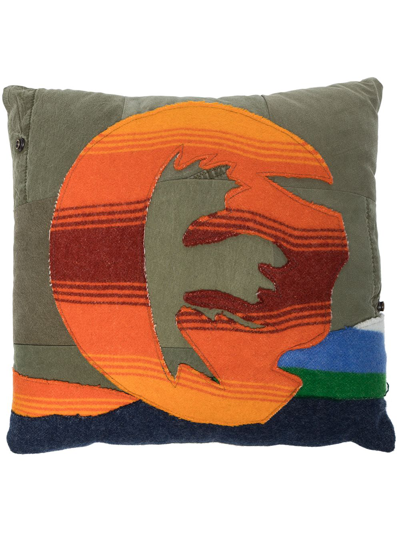 Greg Lauren Green Sunset Patch Cushion
