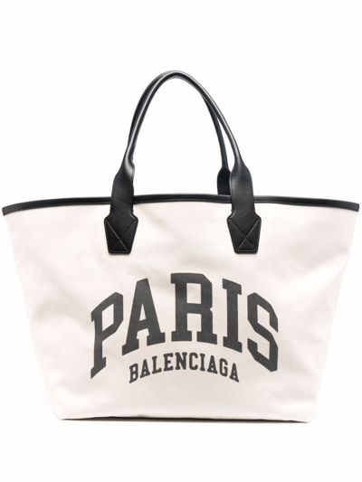 Balenciaga Large Cities Paris Jumbo Tote Bag In Nude