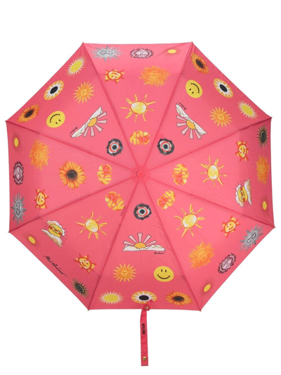 Moschino Graphic-print Umbrella In Pink