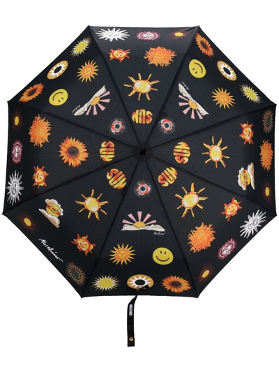 Moschino All-over Sun-print Umbrella In Black