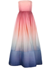 Zimmermann Postcard Strapless Degradé Silk And Linen-blend Maxi Dress In Rosa