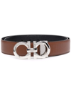 Ferragamo Double Gancio Reversible Belt In Braun