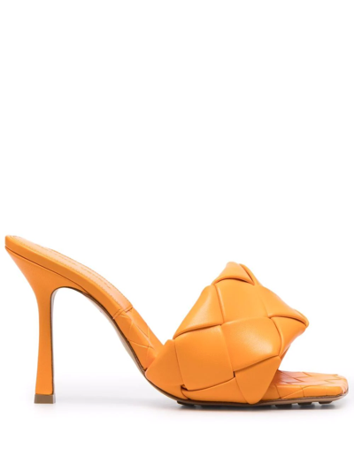 Bottega Veneta The Lido Intrecciato Leather Sandal In Orange