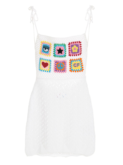 Chiara Ferragni Vestito Crochet Mini Dress In White