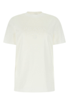 Prada Logo Embroidered Crewneck T-shirt In White