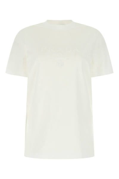 Prada Logo Embroidered Crewneck T-shirt In Default Title