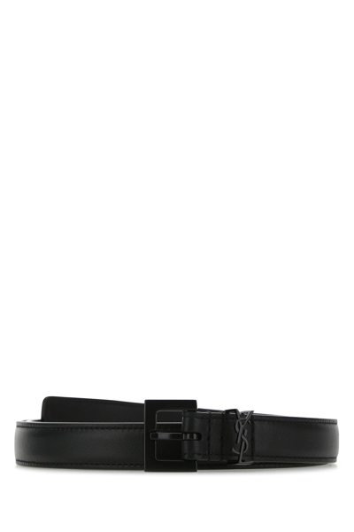 Saint Laurent 2cm Full-grain Leather Belt In Black  