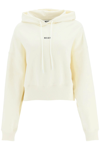 Msgm Cropped Logo-print Hoodie In White