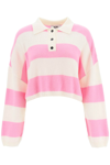 MSGM STRIPED BOXY KNIT POLO