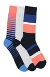 Nordstrom Rack Cushioned Patterned Crew Socks In Navy Peacoat- Coral Multi
