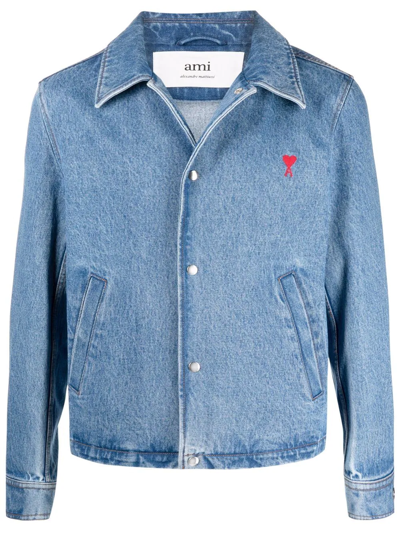 Ami Alexandre Mattiussi Ami Ami De Coeur Buttoned Denim Jacket In Blue