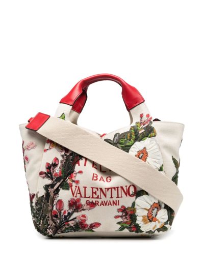 Valentino Garavani Atelier Floral-appliqué Tote Bag In Neutrals