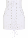 Dolce & Gabbana Lace-up Broderie Anglaise Denim Mini Skirt In White