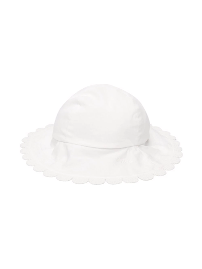 Chloé Kids' Girls White Cotton Baby Sun Hat
