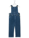 Mini Rodini Logo-embroidered Denim Dungarees In Blue