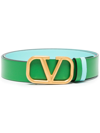 Valentino Garavani Green Vlogo Signature Reversible Leather Belt