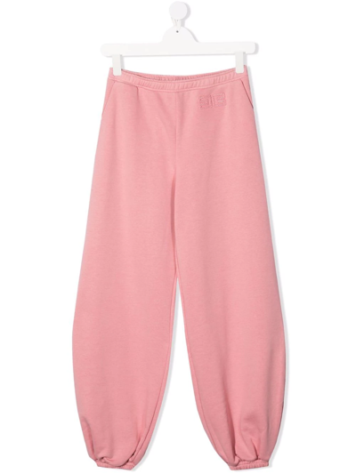 Elisabetta Franchi La Mia Bambina Teen Embroidered-logo Track Trousers In Pink