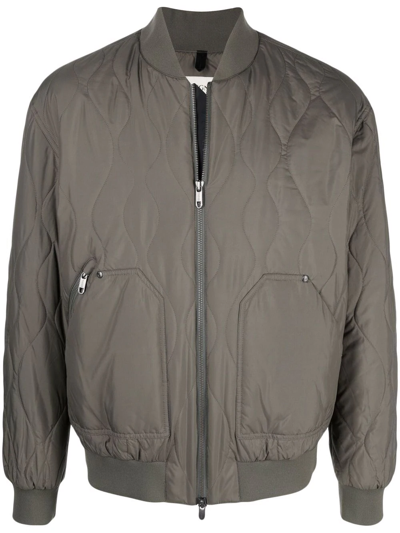Z Zegna Quilted-finish Bomber Jacket In Green