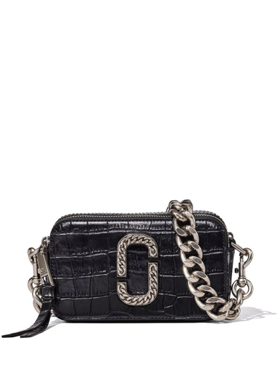 Marc Jacobs The Croc Embossed Snapshot 斜挎包 In Black