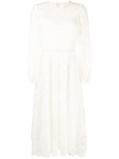 Monique Lhuillier Guipure-lace Midi Dress In White