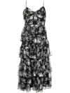 MONIQUE LHUILLIER EMBROIDERED TULLE DRESS