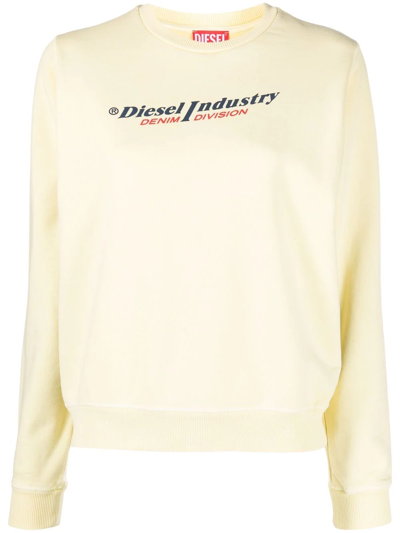 Diesel F-reggy-ind Logo-print Sweatshirt In Yellow