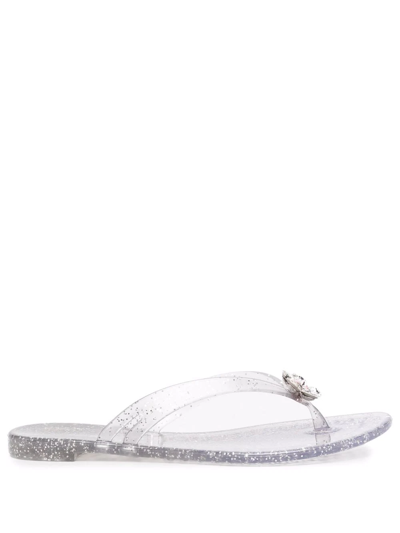 Casadei Jelly Crystal-embellished Sandals In Grau
