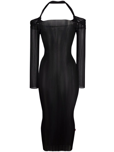 Coperni Long-sleeve Sheer Dress In Black