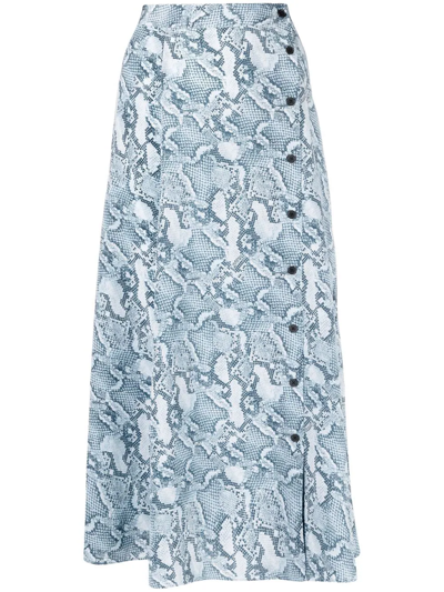 Zadig & Voltaire June Python-print High-waisted Silk-crepe Midi Skirt In Nocolor