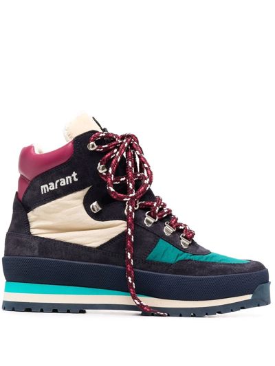 Isabel Marant 40mm Bannry Nylon & Suede Hiking Boots In 그린,블랙