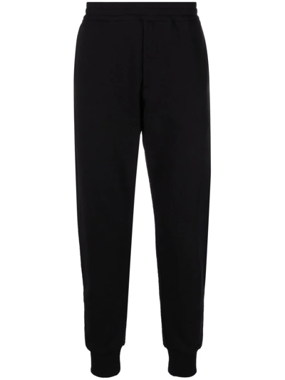 Alexander Mcqueen Logo-embroidered Track Pants In Darkest Black