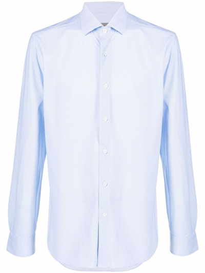 Corneliani Houndstooth-print Long-sleeve Shirt In Blue