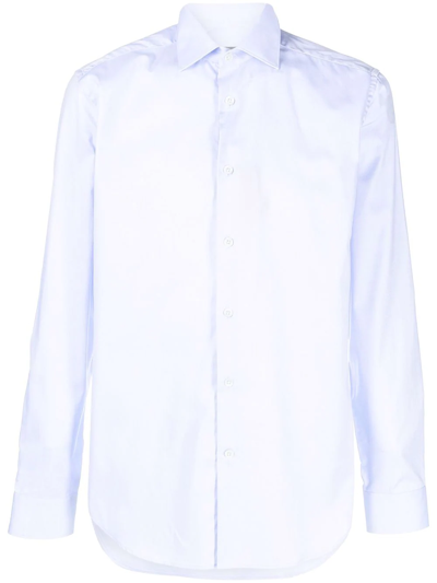 Corneliani Long-sleeve Cotton Shirt In Mid Blue