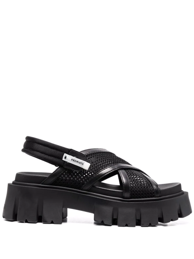 Premiata Perforated Slingback Sandals In Black