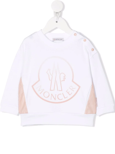 Moncler Babies' Logo-print Colour-block Sweatshirt In White