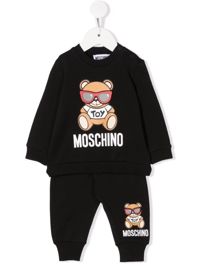 Moschino Babies' Teddy Bear-print Tracksuit Set In Black