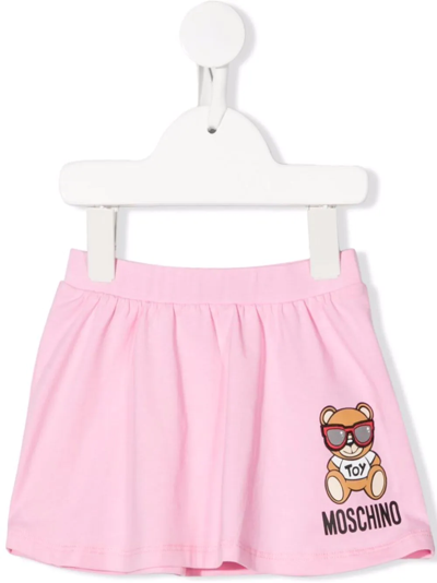 Moschino Babies' Teddy Bear-print Track Skirt In Pink