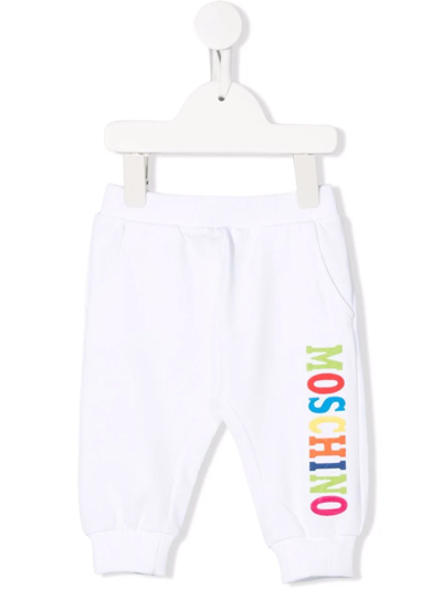 Moschino Babies' Logo-print Track Trousers In White