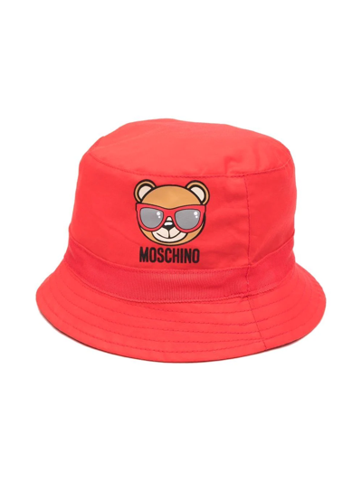 Moschino Babies' Teddy Bear-patch Bucket Hat In Red