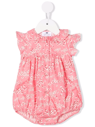 Elisabetta Franchi La Mia Bambina Babies' Floral-print Ruffled Shortie In Pink