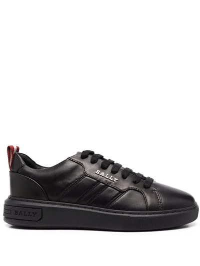 Bally Logo-plaque Leather Sneakers In Black