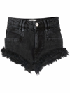 Isabel Marant Étoile Eneidao Frayed Denim Micro Shorts In Nero