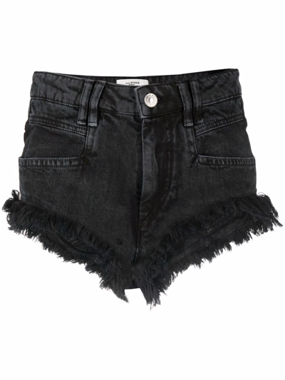 Isabel Marant Étoile Eneidao Frayed Denim Micro Shorts In Grey