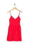 Nsr Stretch Knit Lace Mini Dress In Red