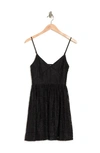 Nsr Stretch Knit Lace Mini Dress In Black