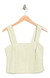 Vince Square Neck Leather Tank Top In Celery