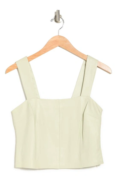 Vince Square Neck Leather Tank Top In Celery