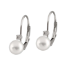 BELLA PEARL 14K WHITE GOLD PEARL AND DIAMOND EARRINGS