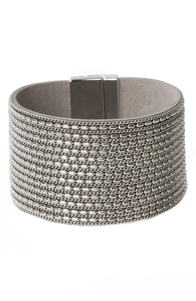 Saachi Mixed Chain Cuff Bracelet In Grey